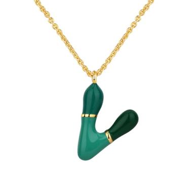 Imagem de Kainier Colar com letra bolha com inicial para mulheres e meninas, pingente colorido com nome do alfabeto, pingente delicado fofo banhado a ouro 14 K, joias para presentes, Banhado a ouro, Sem Pedra