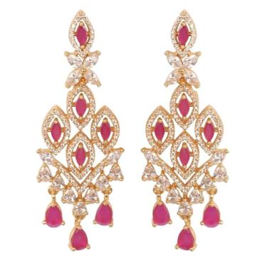 Imagem de Touchstone Brincos femininos de pérola sintética de zircônia cúbica CZ com corte redondo de diamante sintético banhado a ouro e branco e dourado, Zircônia cúbica, Sem pedra preciosa