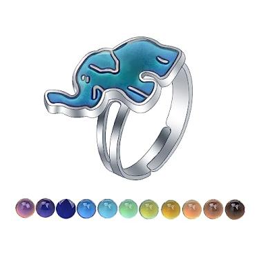 Imagem de AINILOVE Anel que muda de cor com sensor de temperatura oval/tartaruga/borboleta/pinguim animal humor anel de festa de aniversário joias presentes para filha, sobrinha, irmã amigas, Cobre, Sem pedra