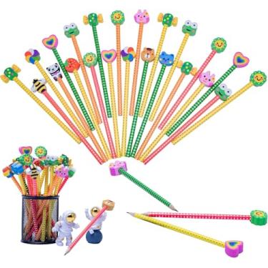Imagem de XANADU 20 lápis fofos para crianças, lápis divertidos com borrachas legais para estudantes de volta às aulas, lembrancinhas de festa