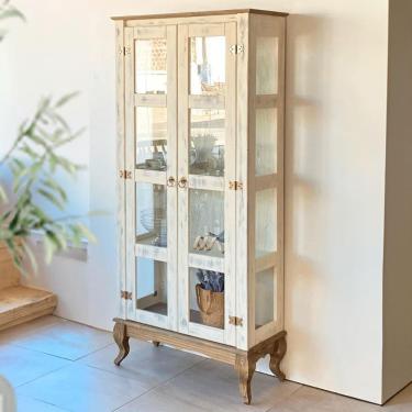 Imagem de Cristaleira Madeira Maciça Rústica 2 Portas Vidro Lateral D113VL Shop JM