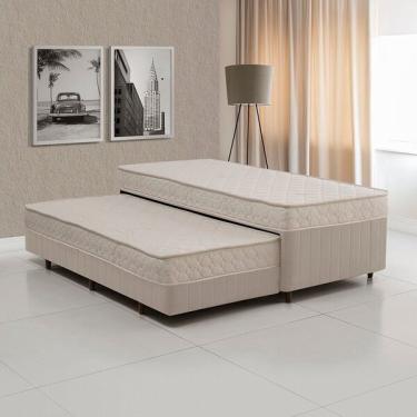 Imagem de Cama Box Conjugada Solteiro Com Auxiliar Bege