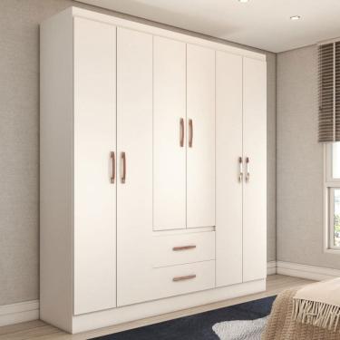 Imagem de Guarda-Roupa Solteiro Belmont 6 Portas 2 Gavetas Branco - Panorama Móveis