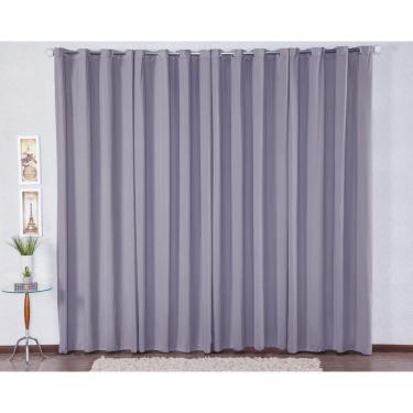 Imagem de Cortina 6 Metros Com Ilhós Malha Elastano - Cinza