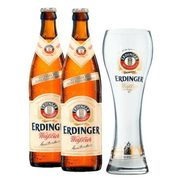 Imagem de Cerveja Erdinger Weissbier 500Ml 2 Unidades + Copo Erdinger