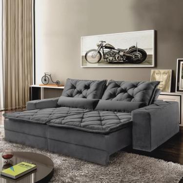 Imagem de Sofá 3 Lugares Retrátil e Reclinável Dallas Cinza