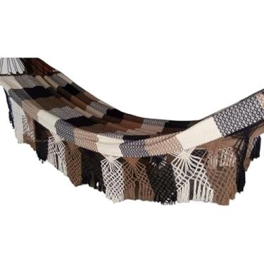 Imagem de Rede De Descanso Dormir Casal Luxo Suporta Até 300 kg 100% Algodão (PRETO/CARAMELO/BEGE)