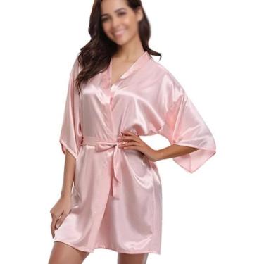 Imagem de Roupão De Banho De Seda Kimono Robe Mulheres De Seda Vestes De Dama De Honra Robes Roupão De Cetim Senhoras Vestidos De Treino, A, M