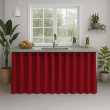Imagem de Cortina Pia De Cozinha Pvc Impermeável E Antimofo 2,80x0,80 - Feffo Co