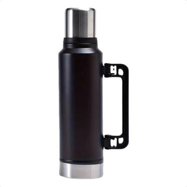 Imagem de Garrafa Térmica Inox Com Alça Para Viagem Camping 1,3L Preto - Abrolho