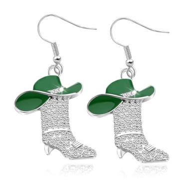 Imagem de Brincos femininos de strass para botas de vaqueira - Brincos pendentes de bota ocidental com design de esmalte boêmio - Estilosos para moda country, rodeio e joias ocidentais, Metal, Sem pedra
