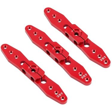 Imagem de TGCWENG 3 Pcs Aluminum RC Clamping 25T Servo Horn Double Arm Steering Arms Compatible for Futaba Axial Savox Xcore MG995 MG996R MG946R Power HD HSP Servos Motor 1/8 1/10 RC Car Upgrades (Red)