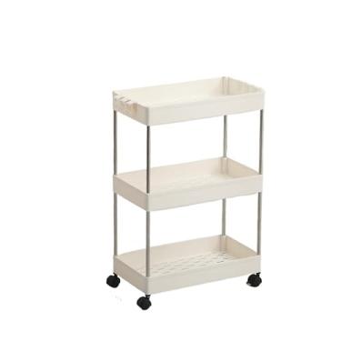 Imagem de Estante Carrinho Com 3 Prateleiras Com Rodinhas Organizador Multiuso Para Cozinha Banheiro Quarto