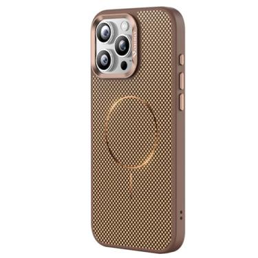 Imagem de LTLMYDAM Capa de sucção magnética para iPhone 16 Pro Max/16 Pro/16 Plus/16, capa de TPU fina de fibra de carbono nano-biônica elegante à prova de choque, capa antiarranhões, dourada, 16 Pro