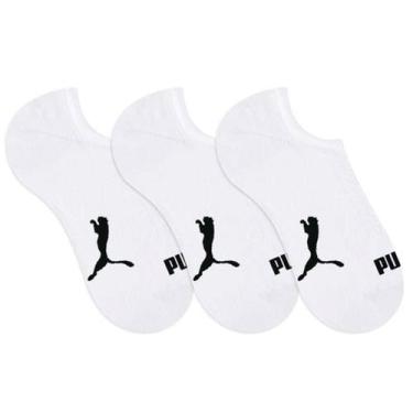 Imagem de Kit 3 Pares Meia Soquete Puma Masculina - Branco, 34/39