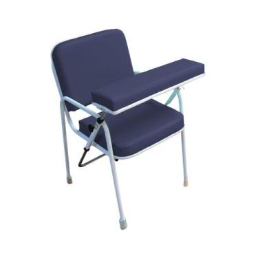 Imagem de Cadeira de Coleta de Sangue Comfort Com Suporte de Braço Frontal Azul 