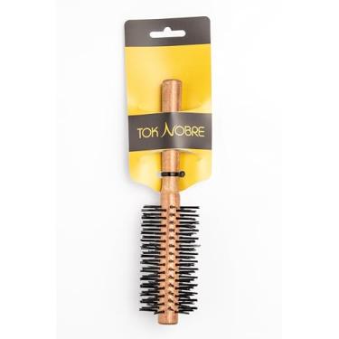 Imagem de Tok Nobre Escova de Cabelo Redonda em Madeira, Cerdas Pretas, para Modelagem