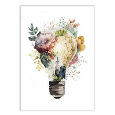 Imagem de Placa Decorativa Lâmpada Ideia Natureza Decoração Poster Quarto Sala