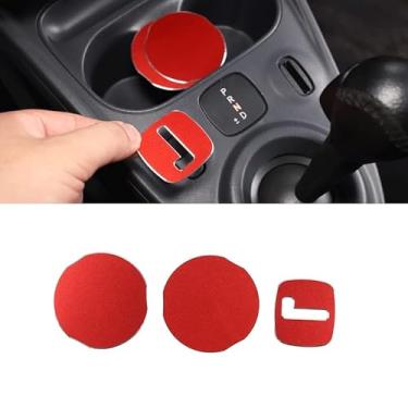 Imagem de TENWIND Para Mercedes Benz Smart 453 Fortwo Forfour 2015-2021 liga de alumínio suporte de copo de carro tapete porta-copos engrenagem display moldura guarnição pacote com 3 (vermelho)