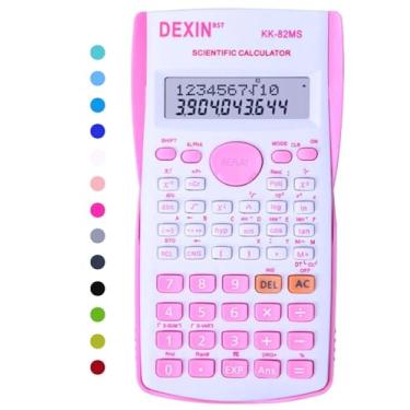 Imagem de Calculadoras científicas de mesa, calculadoras científicas para estudantes, calculadora científica 240 funções, 2 linhas 10 + 2 dígitos, calculadora de matemática de mesa para escola (rosa e branco)