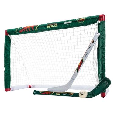 Imagem de Franklin Sports Conjunto minichóquei Minnesota Wild - Jogo de combo de gols de hóquei no joelho, bola e 2 bastões de hóquei - Mini Rede de gols - Conjunto de hóquei oficial da NHL