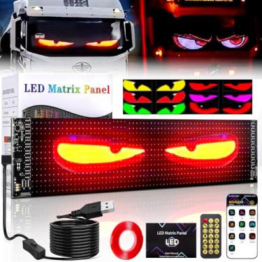 Imagem de Suacopzar 1 pacote de luz grande olhos diabólicos para carros, tela digital de LED flexível programável de 58,4 x 12,7 cm, controle de aplicativo inteligente, texto personalizado, luzes LED de tela