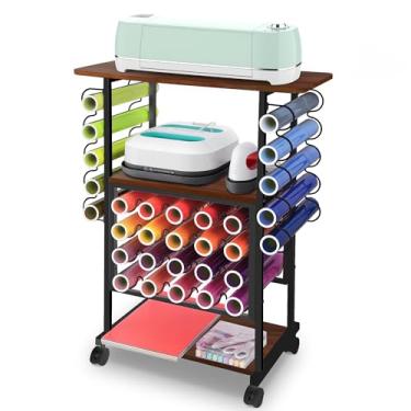 Imagem de Jchccu 30 suportes de rolo de vinil para carrinho Cricut, organização e armazenamento compatíveis com máquina Cricut Maker, estação de trabalho de organização de mesa de artesanato para sala de