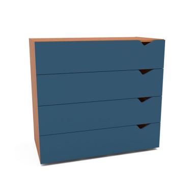 Imagem de Cômoda Porto 4 Gavetas Azul e Freijó