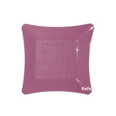Imagem de Prato Quadrado Descartável Reforçado De Sobremesa 20 Peças (10, Rosa Bebê)