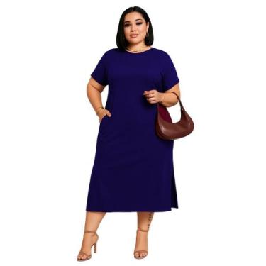 Imagem de Vestido Plus Size Basico Elegante Confortavel Liso Feminino 2730 - Sho