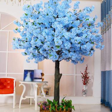Imagem de Árvores De Cerejeira Artificial Jjhk, árvore De Flor De Cerejeira Azul Céu Falso Hastes De Madeira Real Para Modelagem De Decoração De Festa De Casamento De Paisage, 1.5 * 1m/4.9x3.2ft