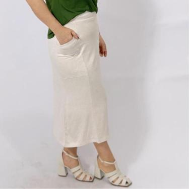 Imagem de Saia Midi em Malha Viscoliho - Grécia - Deluthi, G, Off white
