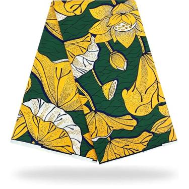 Imagem de Shenbolen Tecido de cera de impressão africana Kente pano Ankara 100% poliéster (1 jarda, J)