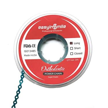 Imagem de SNAWOP Corrente Elástica Ortodôntica Dental Com Carretel Multicolorido Para Aparelhos Dentários (Longa, Turquesa)