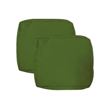 Imagem de VAKADO Conjunto de 2 capas de substituição para móveis de pátio ao ar livre, conjunto de 2 capas de almofada decorativas à prova d'água, verde militar, decoração para banco, jardim, varanda, sofá
