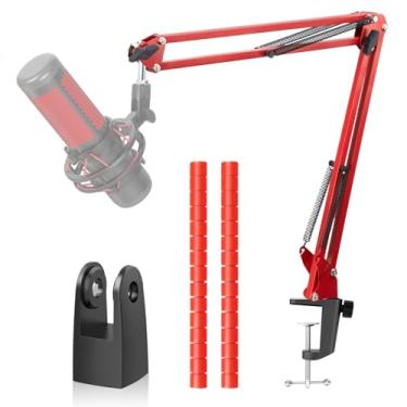 Imagem de YOUSHARES Braço De Compatível Com Microfone Hyperx Quadcast, Adaptador E 2 Capas Cabo Para Jogos Streaming (Vermelho)