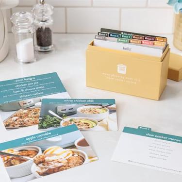 Imagem de Agenda de refeições com 72 cartões de receita de foto (panela lenta) - Agenda semanal | Caixa de receitas | 12 listas de compras reutilizáveis | 5 cartões em branco | Protetores de cartão | Ideias