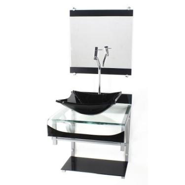 Imagem de Gabinete de vidro 40cm para banheiro curvado duplo pc cuba quadrada pr