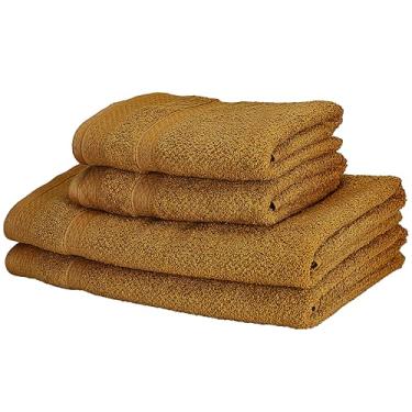 Imagem de Kit Toalha de Banho Döhler Marrocos 100% algodão, gramatura de 450g/m² (2 Banho 2 Rosto) (Mostarda, BANHO-70cm X 140cm/ROSTO-50cm X 90cm)