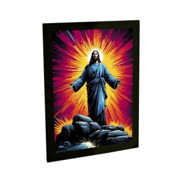 Imagem de Quadro Decorativo Anime Samurai Mascarado Ilustração Azul Decoração Poster Quarto Sala