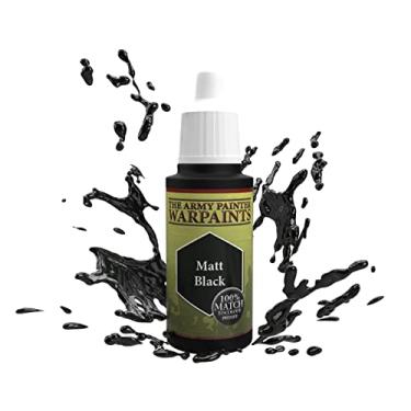 Imagem de The Army Painter Tinta acrílica Matt Black Warpaint não tóxica altamente pigmentada à base de água para RPG de mesa, jogos de tabuleiro e jogos de guerra, kit de pintura em miniatura - 18 ml