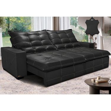 Imagem de Sofá de Couro Legítimo Retrátil e Reclinável 2,95m Cama inBox Toro. SoftGel D40