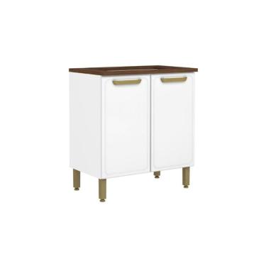 Imagem de Balcão de Cozinha Modulado p/ Cooktop c/ Tampo Bella c/ 2 Portas 80cm Branco - Bertolini