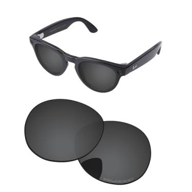 Imagem de PapaViva Lentes de substituição compatíveis com Ray-Ban Meta Headliner RW4009 50 mm Óculos de sol preto sólido polarizado
