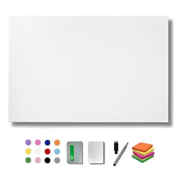 Imagem de Painel Mural Magnetico Fotos 50x80 cm de Parede com 12 Imãs 1 Postiti e Caneta escreve apaga com suporte de fização na parede sem Furos