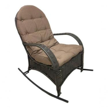 Imagem de Cadeira Balanço Poltrona Descanso Com Almofada Ergonômica Cinza - WJ M