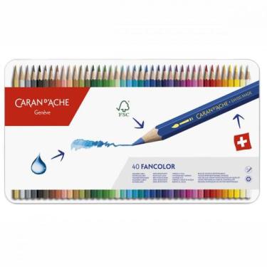 Imagem de Lápis Aquarelável Caran d'Ache Fancolor com 40 Cores - 1288340 - CARAN