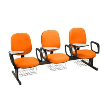 Imagem de Cadeira Em Longarina Para Escolas Linha Uno Laranja - DESIGN OFFICE MÓ