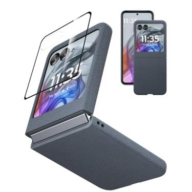 Imagem de Eastcoo Capa fina para Moto Razr 2024/2025 5G com protetor de tela frontal integrado capa protetora de policarbonato fosco fina para Moto Razr 50/60, cinza