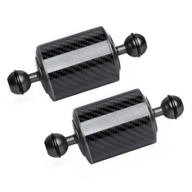 Imagem de LetonPower Braço flutuante subaquático de fibra de carbono preto de 12,7 cm, para braço aquático, flutuabilidade de bola dupla de 2,5 cm, sistema de iluminação de braços flutuantes para bandeja de